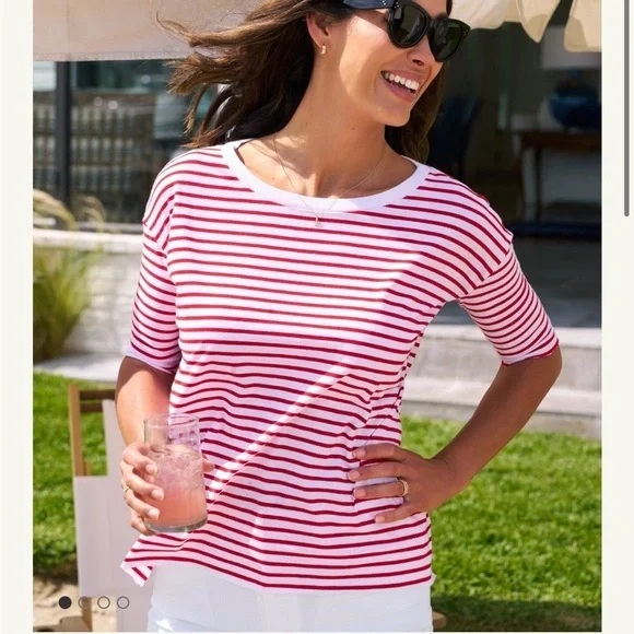 Frank & Eileen XS JOSEPHINE Red French Stripe Heritage Jersey Shirt - Picture 1 of 5